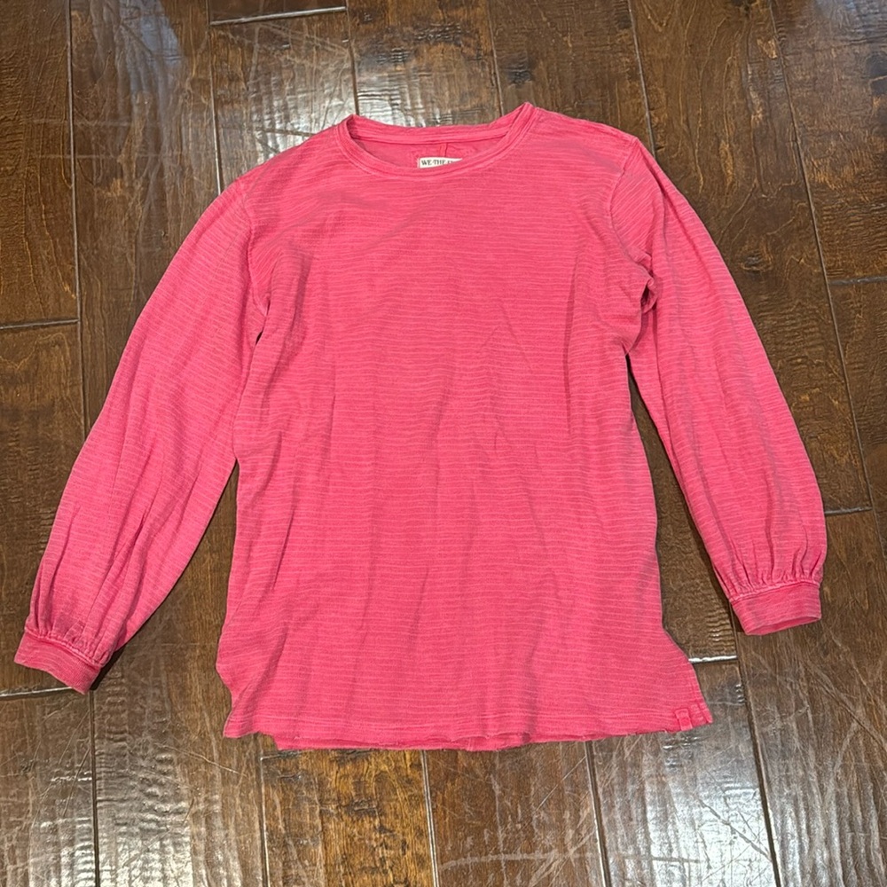 Free People shirt, brand new, Hot pink with faint stripes